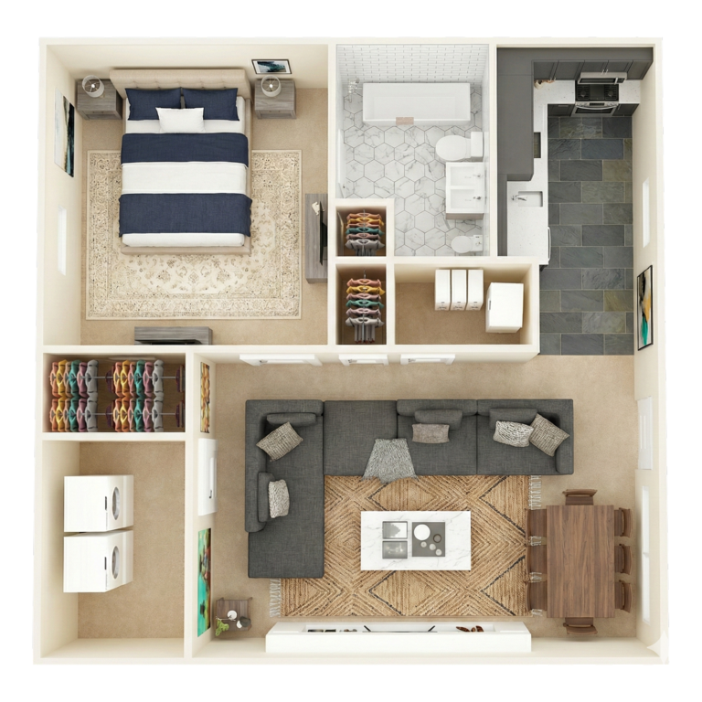One bedroom apartment floor plan